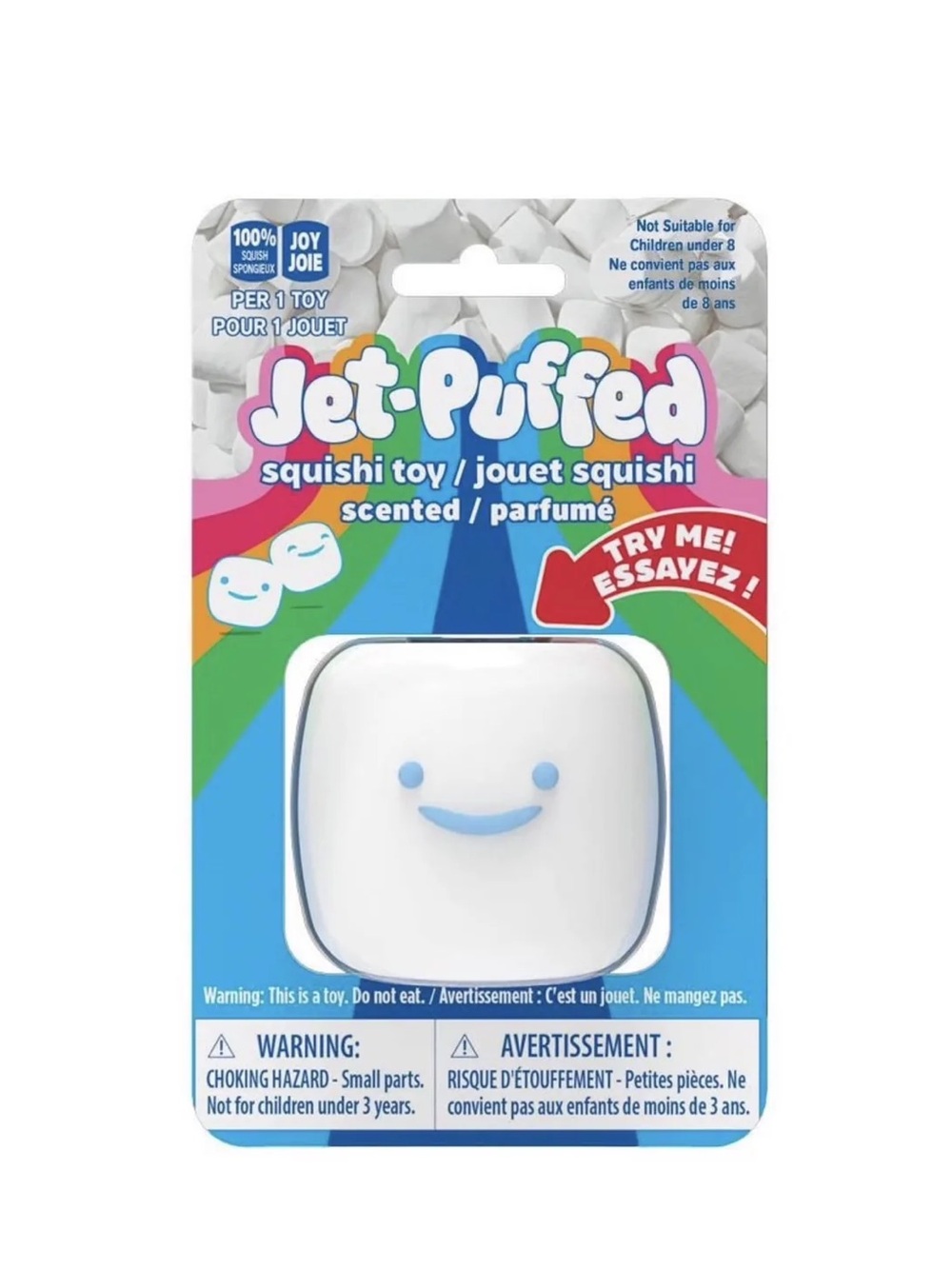 Jet-Puffed White Marshmallow Squishi Toy - Smiley Face